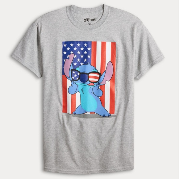 Disney’s Stitch American Flag Graphic T-Shirt - Picture 1 of 10